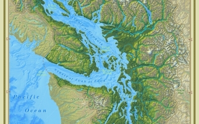 Map of the north western point between Canada and Washington