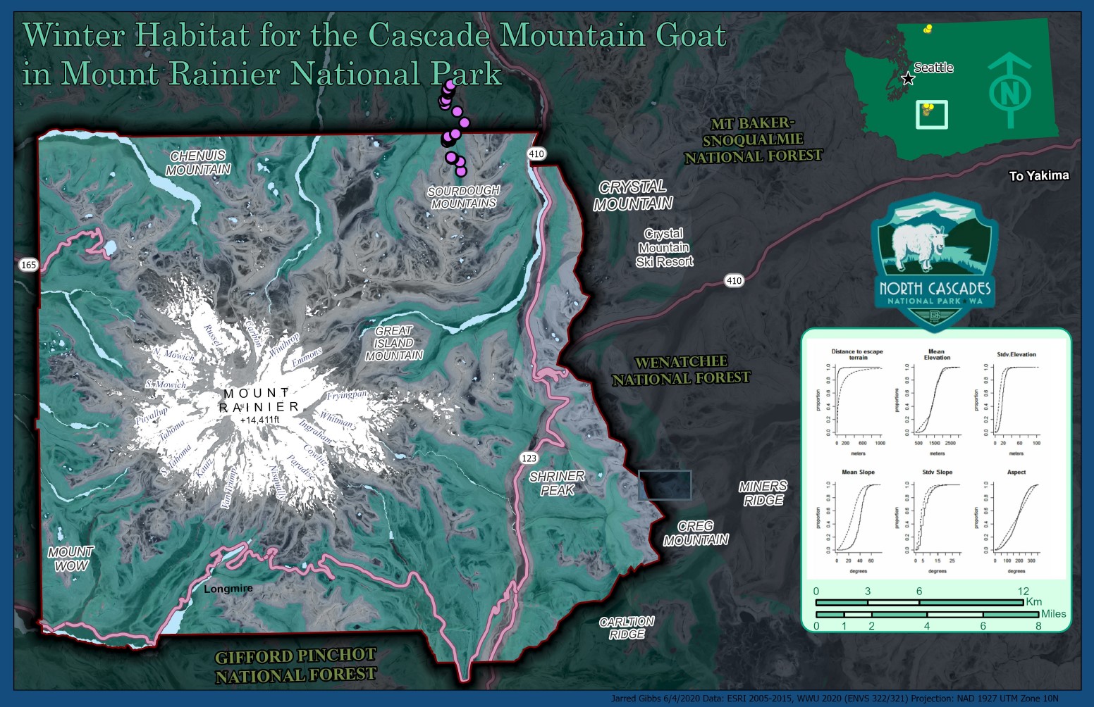 Gibbs Map 5-C Mt Rainier Winter Mt Goat