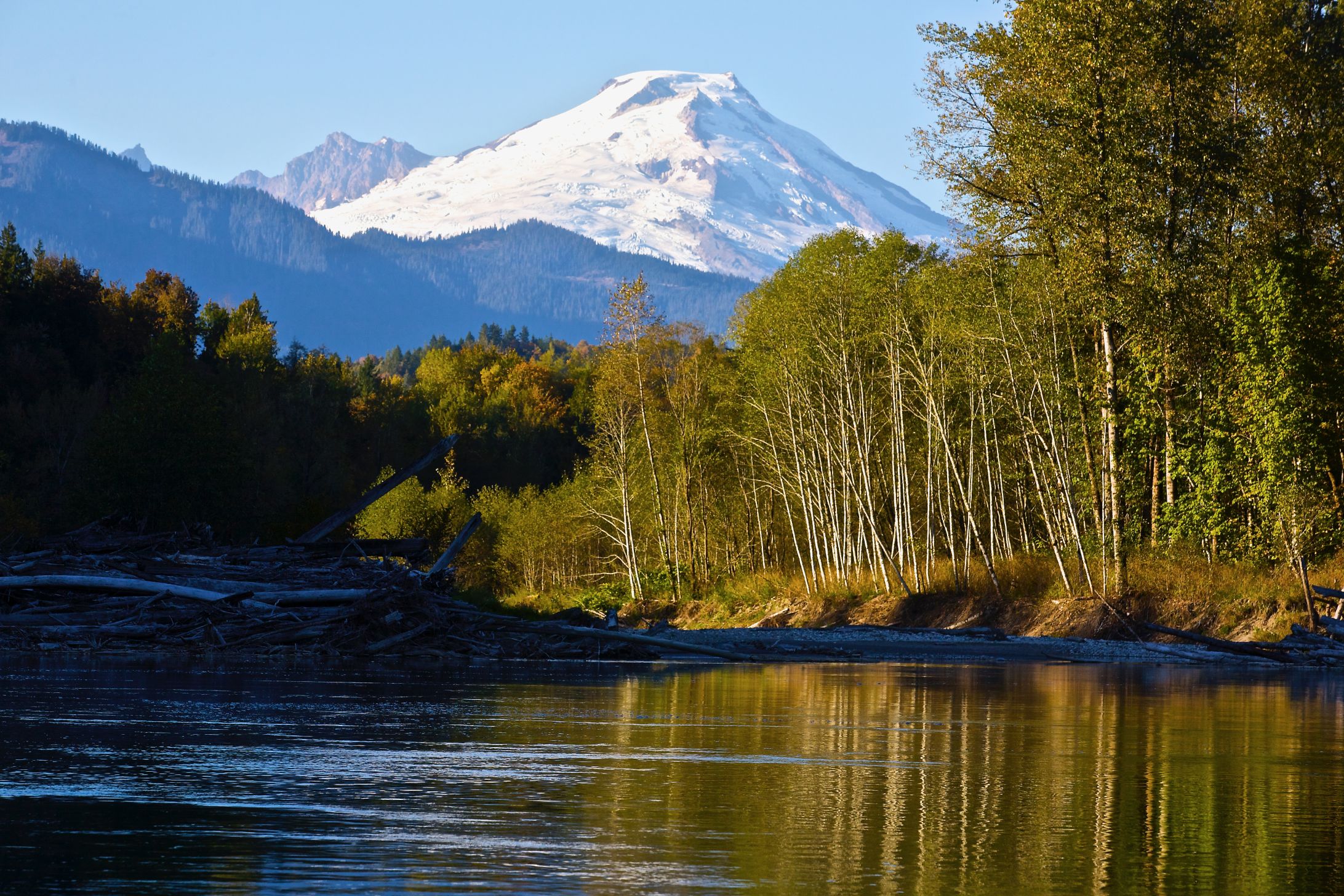 The Skagit River with Mt. Baker in the background