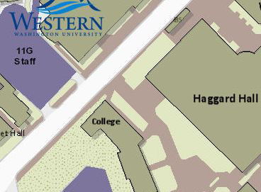 Overview map of Westerns campus that includes a portion of haggard hall