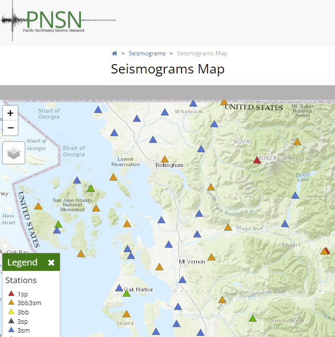 PNSN Seismograms Map