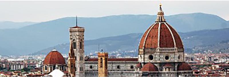 The city of Florence, Italy, showing rooftops including the Duomo and Campanile