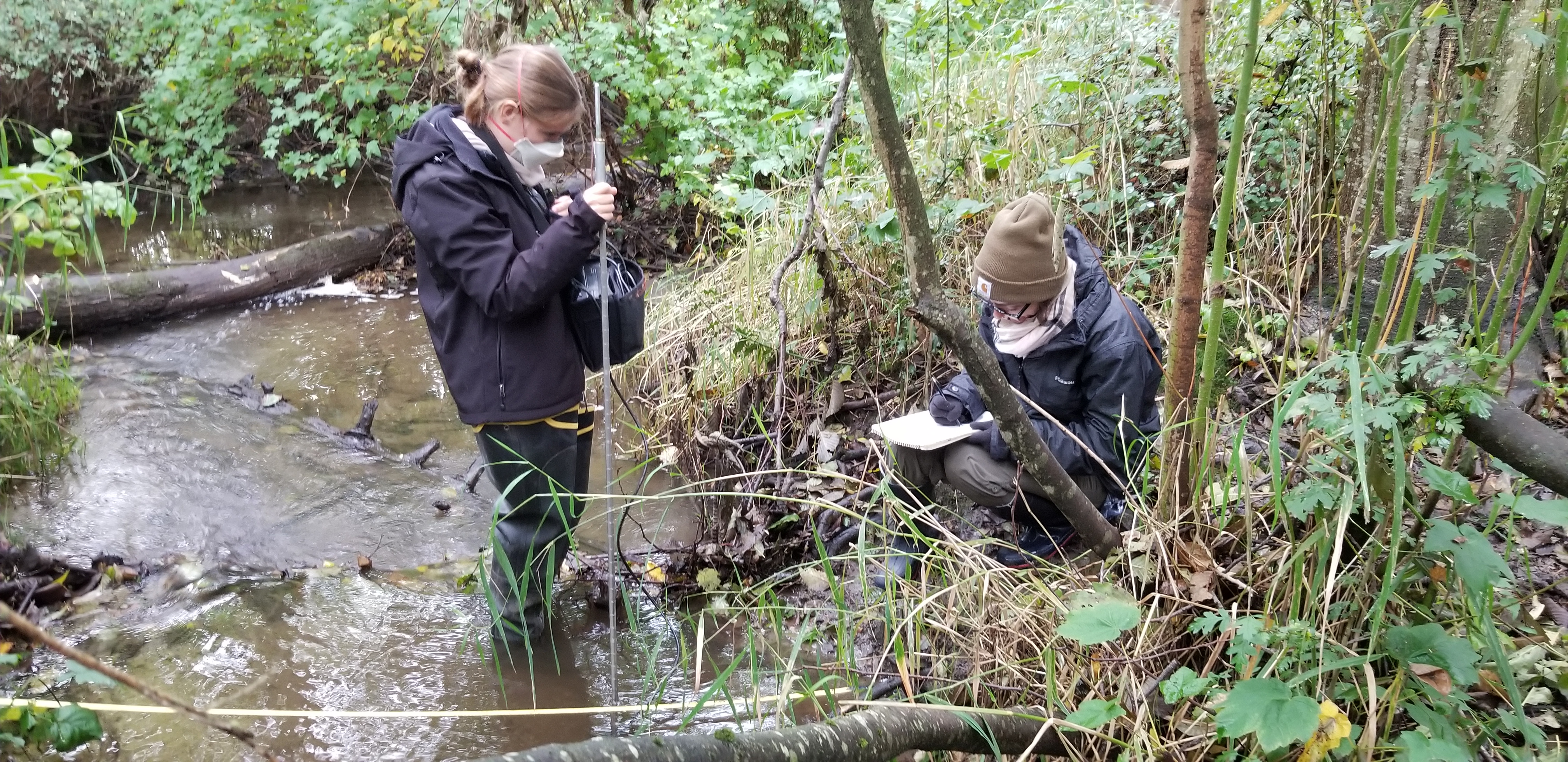 Students Savanna Dayton and Lauren Cohen sample Schell Creek