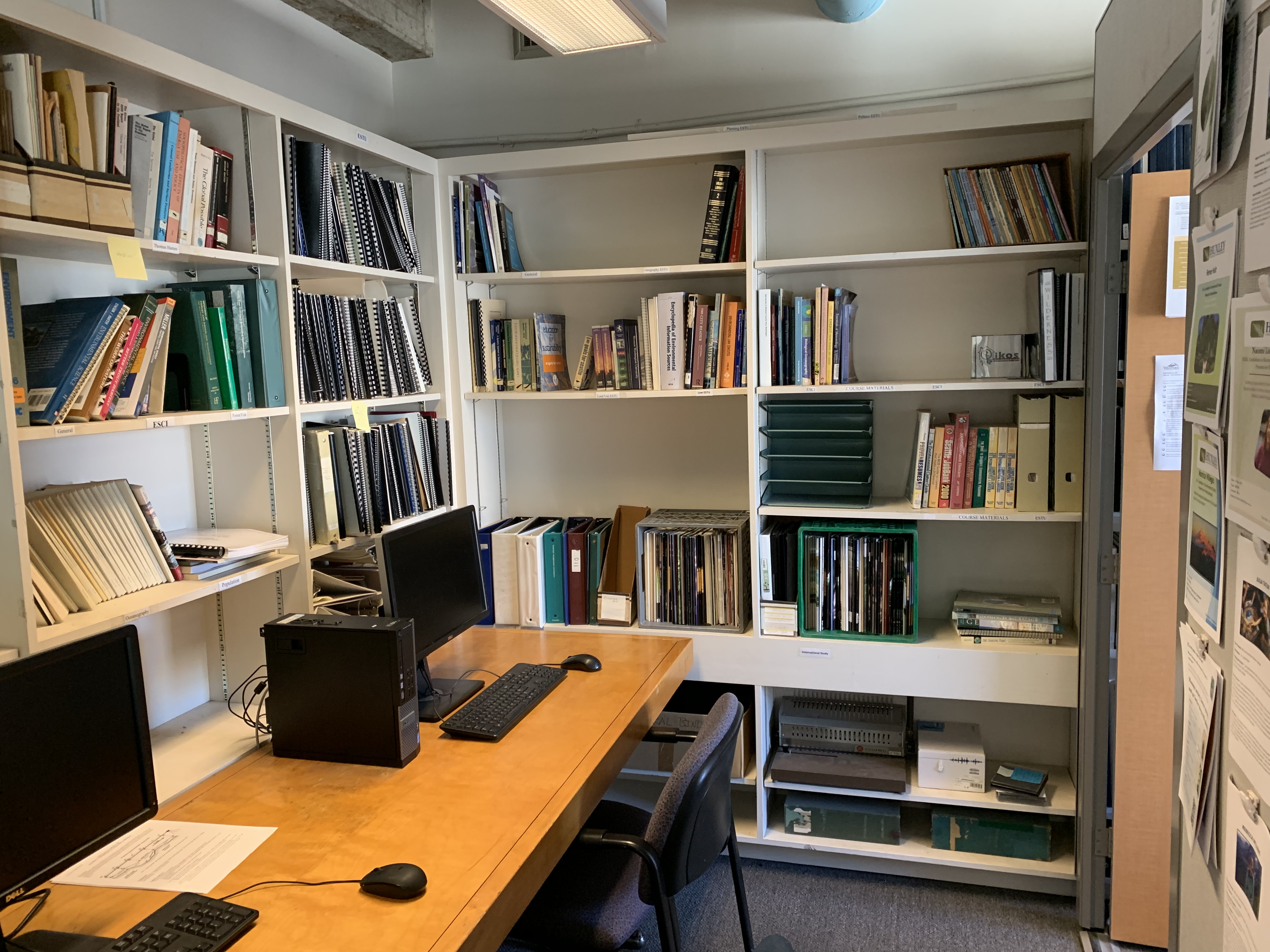 
  
    Photo of Huxley Lending Library shelves  
