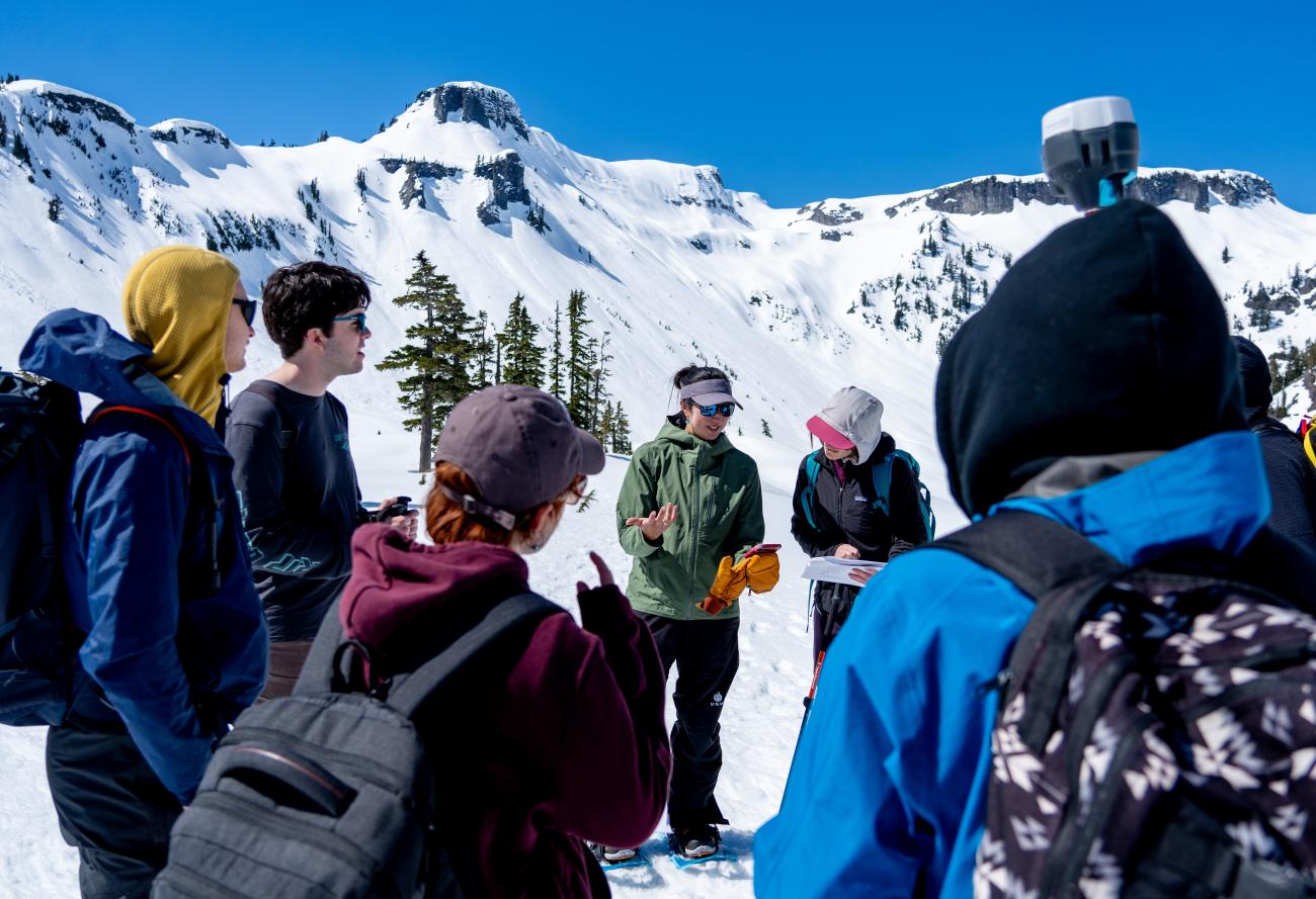 Dr. Alia Khan’s Global Change in the Cryosphere (ESCI 485L) class took a field trip to Heather Meadows on Mt. Baker, April 29, 2024. 