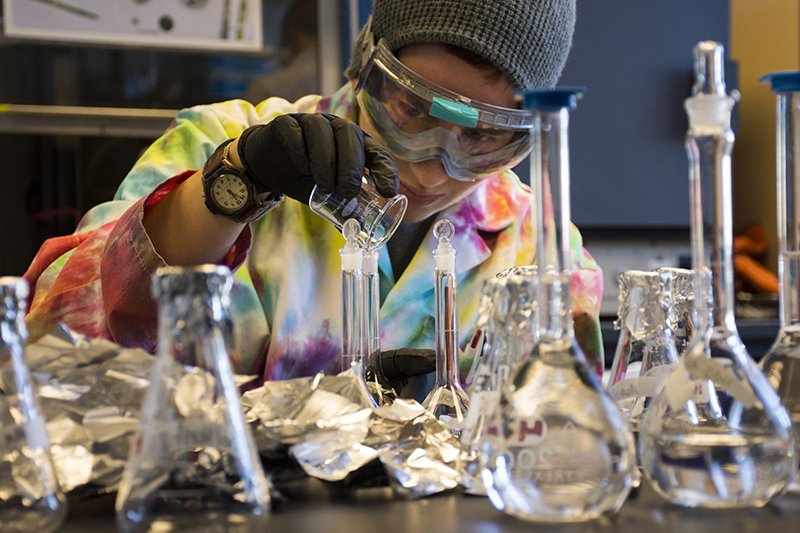 A student working in the toxicology lab